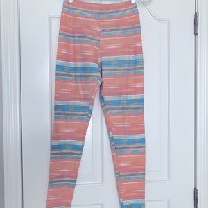 🦄🦄 LulaRoe leggings Beach coral blue stripe OS